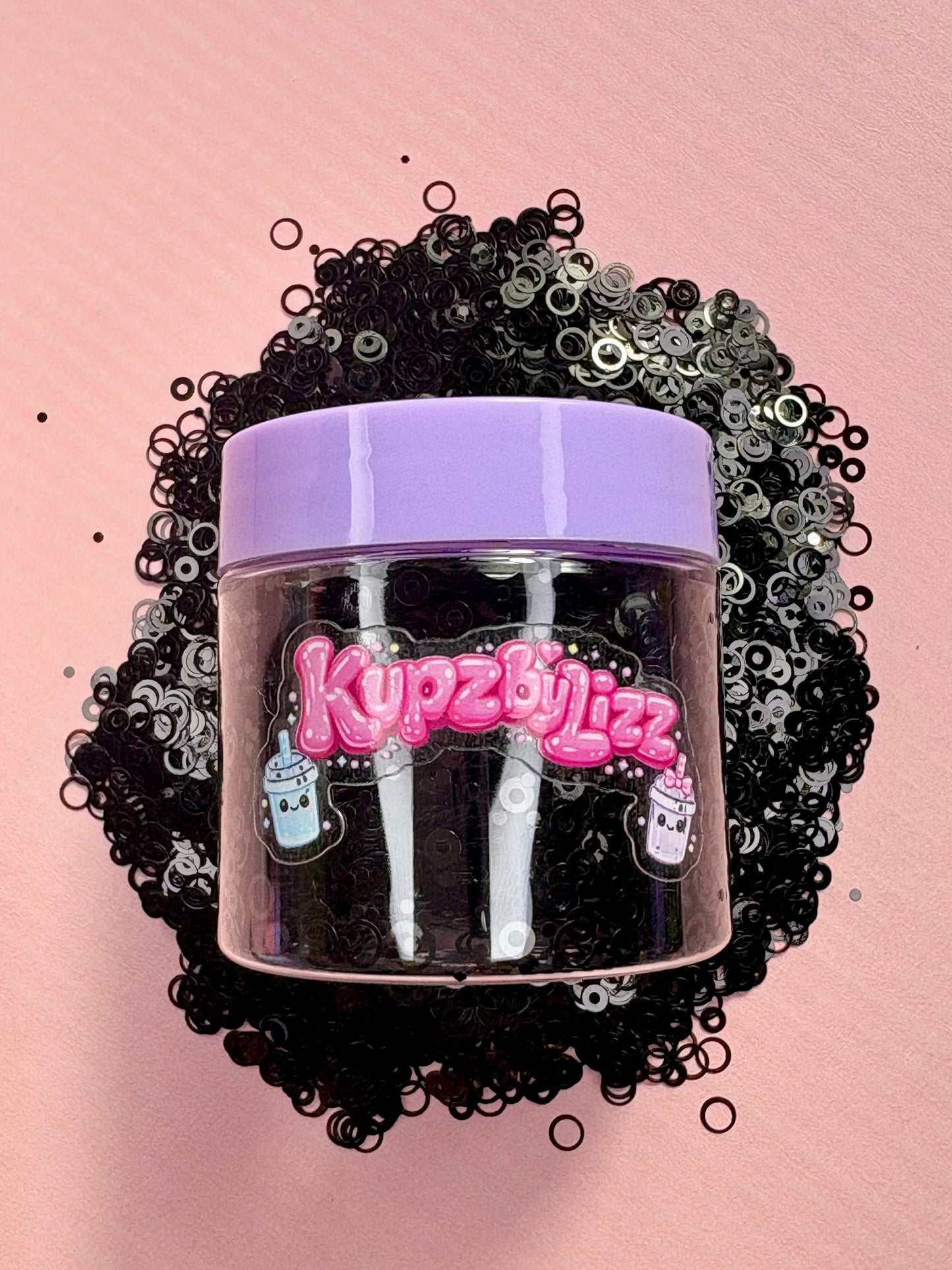 Black circle shape glitter